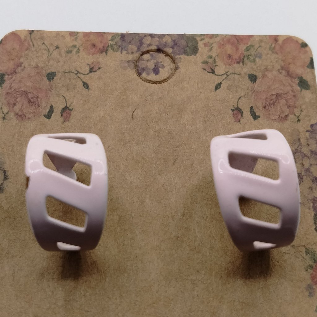 Pink Cut Out Hoop Hoop Earrings Pierced Posts Twee Y2k 12$